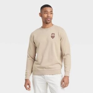 Goodfellow & Co Crewneck Embroidered Logo Sweater in Tan & Brown Size M & L